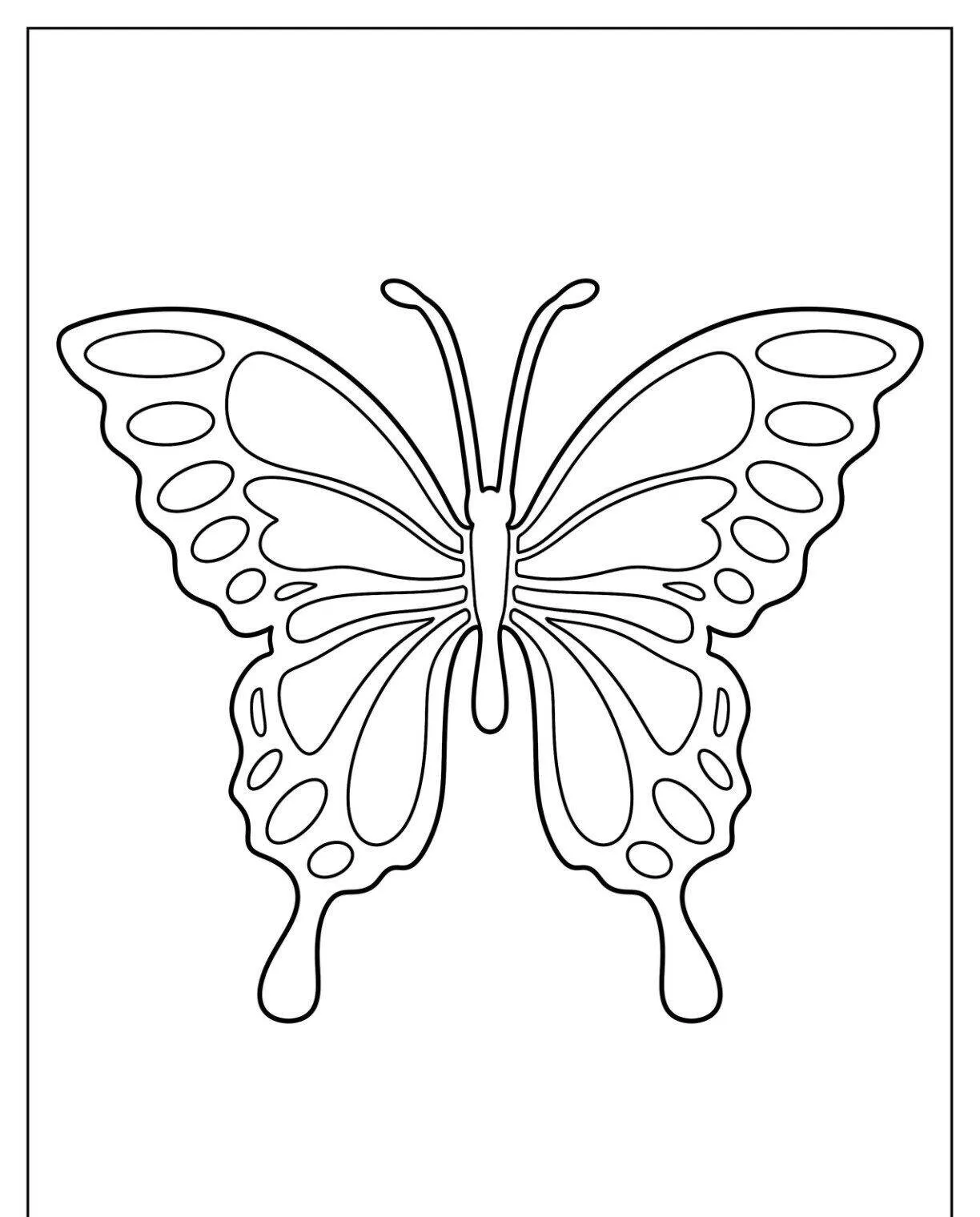 Molde de Borboleta para Imprimir com Asas Detalhadas para Colorir