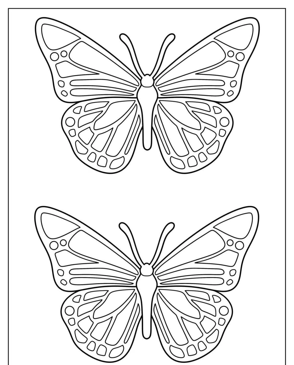 Molde de Borboleta para Imprimir com Asas Detalhadas e Simétricas