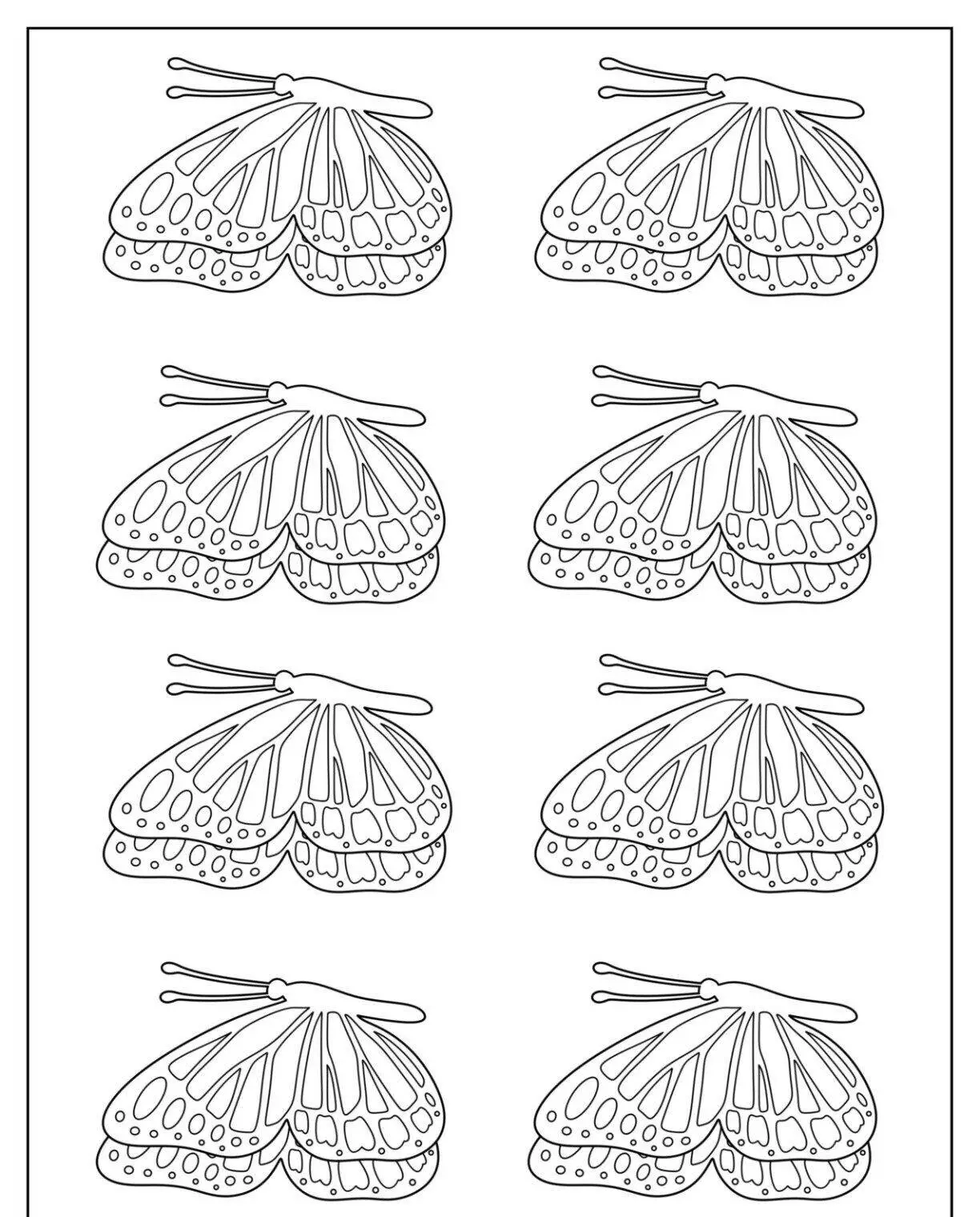 Molde de Borboleta para Imprimir com Asas Detalhadas para Colorir
