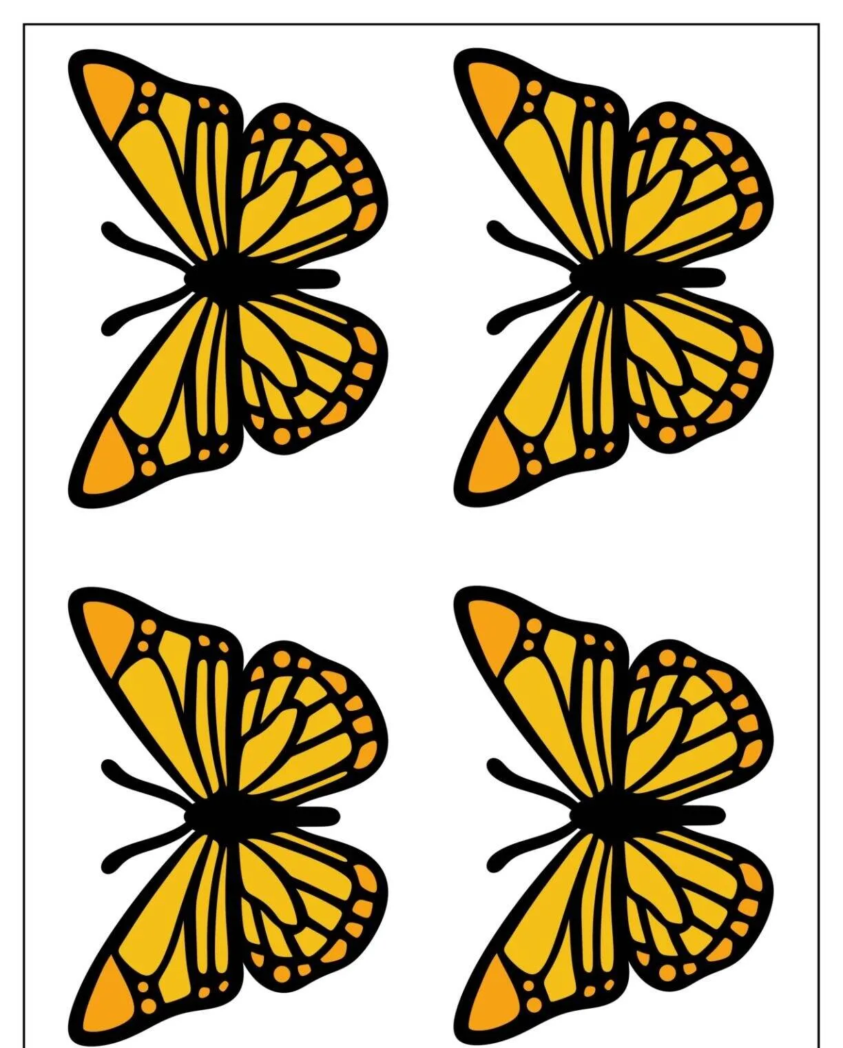 Molde de Borboleta Amarela para Imprimir e Colorir