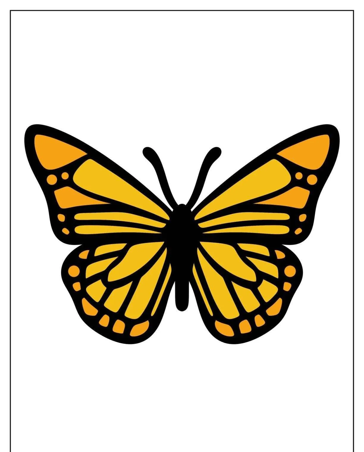 Molde de Borboleta Amarela para Imprimir e Colorir