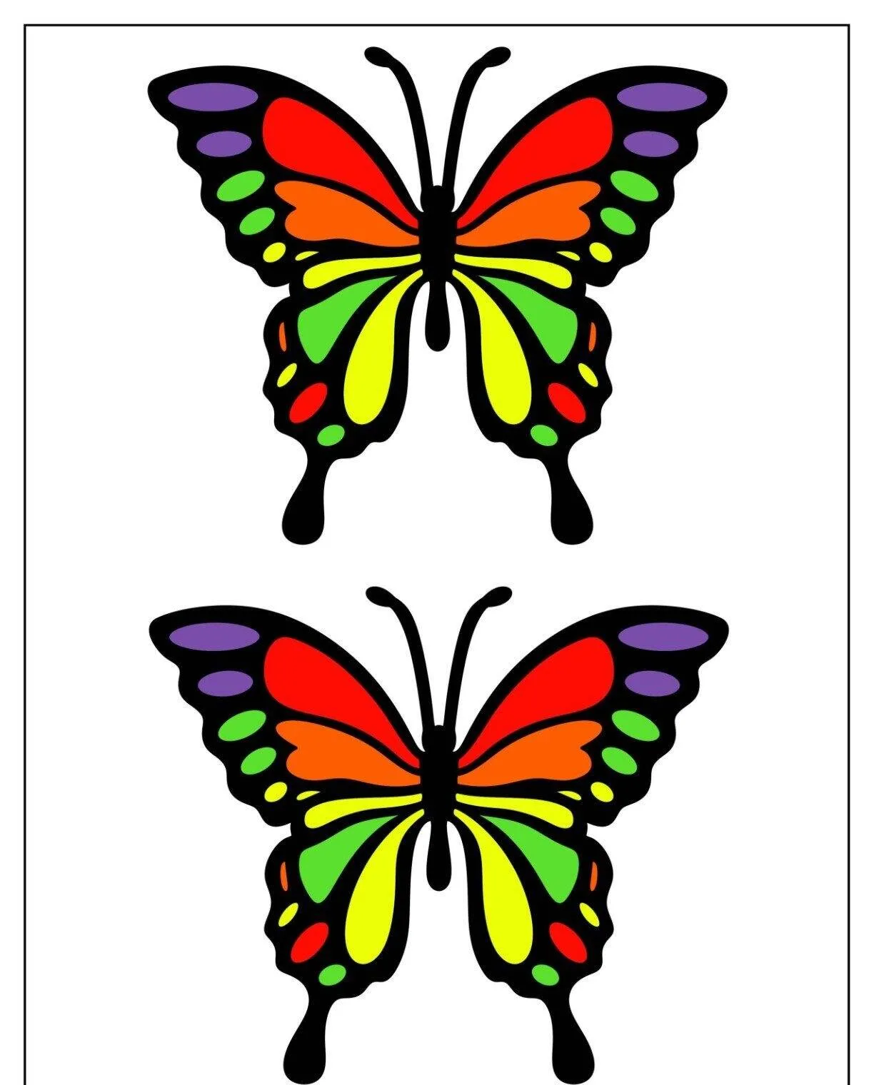 Molde de Borboleta Colorida para Imprimir e Colorir