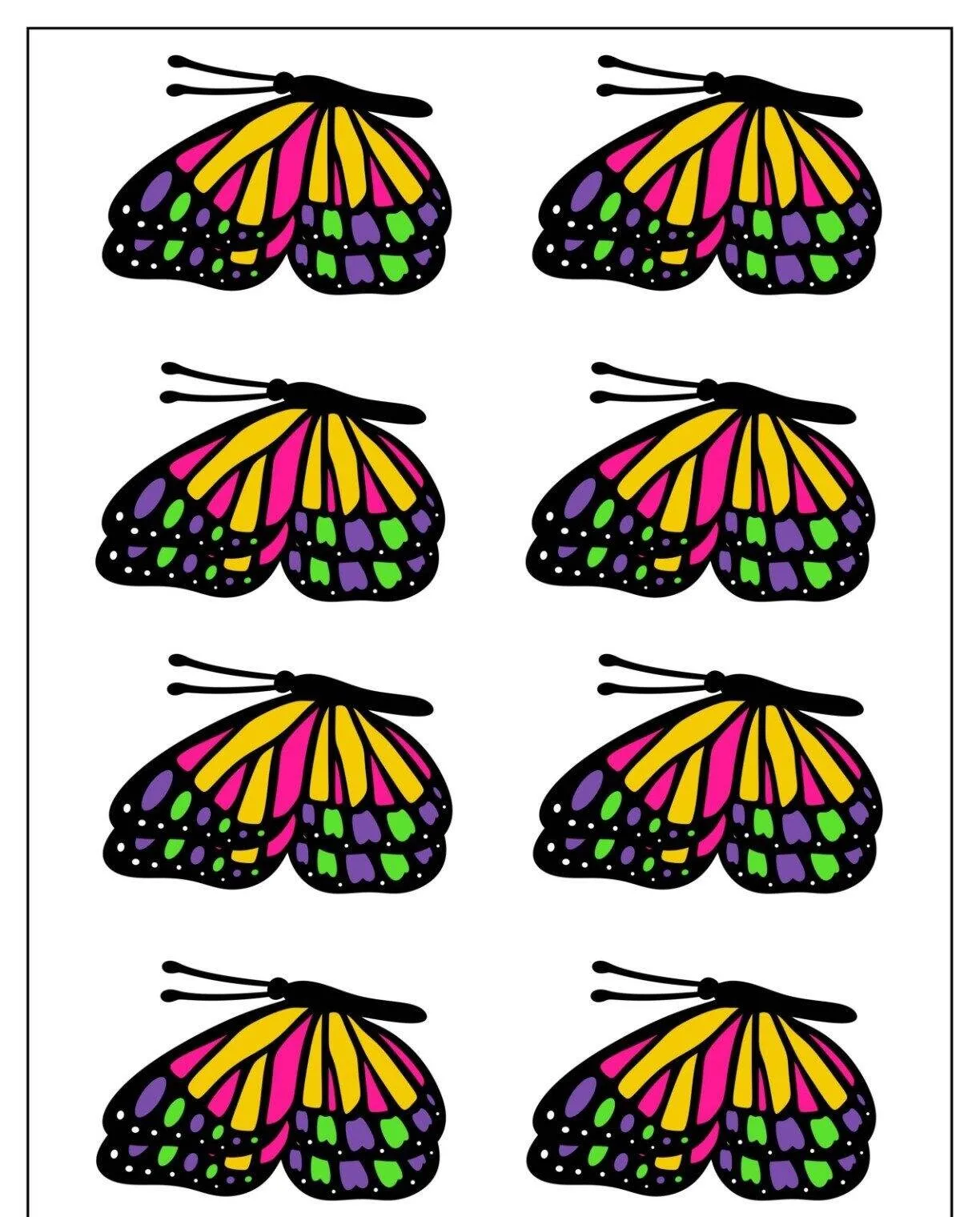 Molde de Borboleta Colorida para Imprimir e Colorir