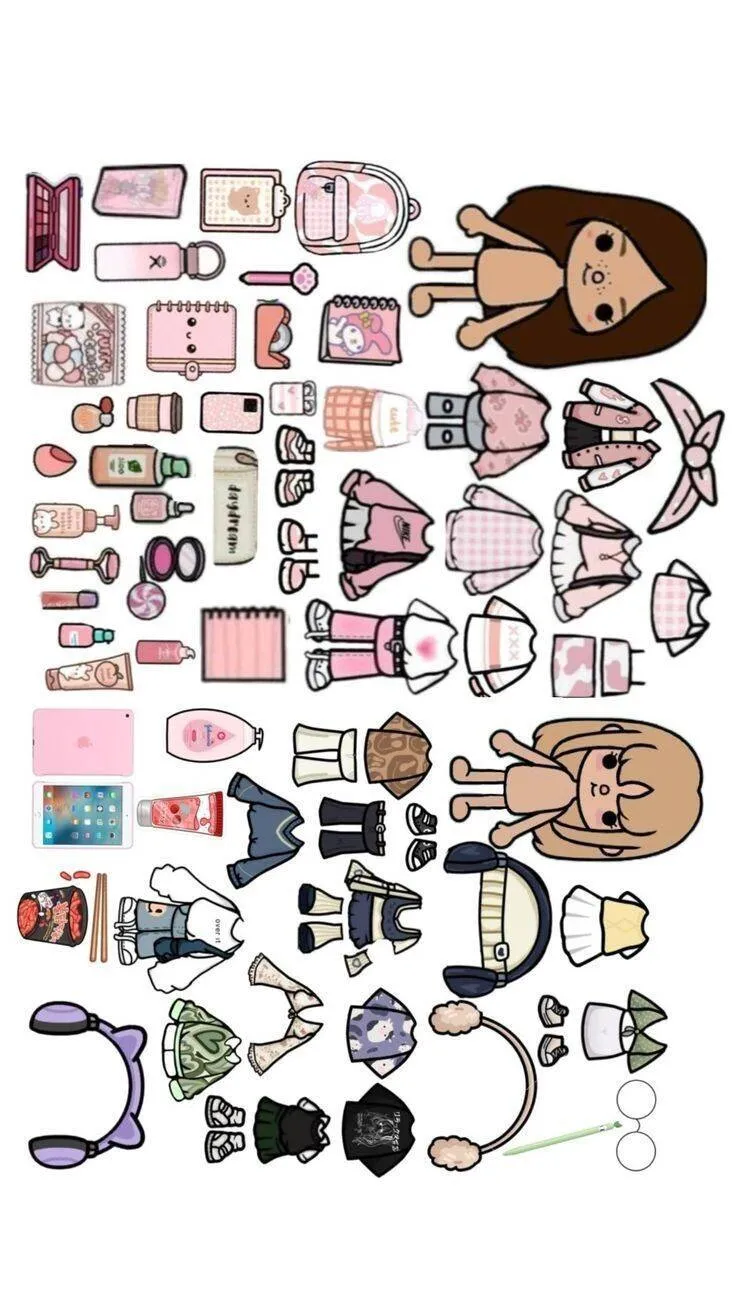 Bonecas Toca Life World para Imprimir com Roupas e Acessórios