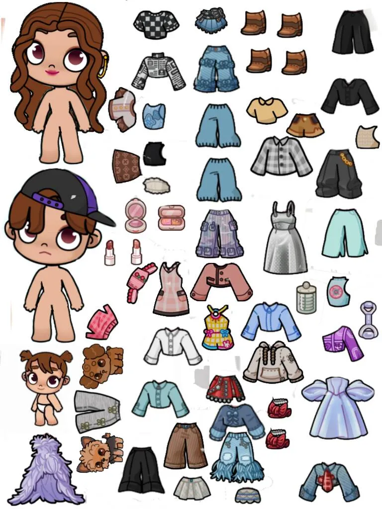 Bonecas Toca Life World para Imprimir com Roupas e Acessórios