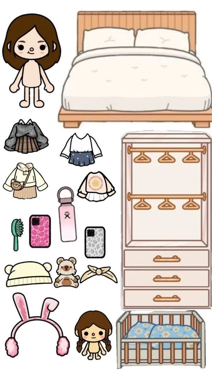 Bonecas Toca Life World para Imprimir com Roupas e Acessórios
