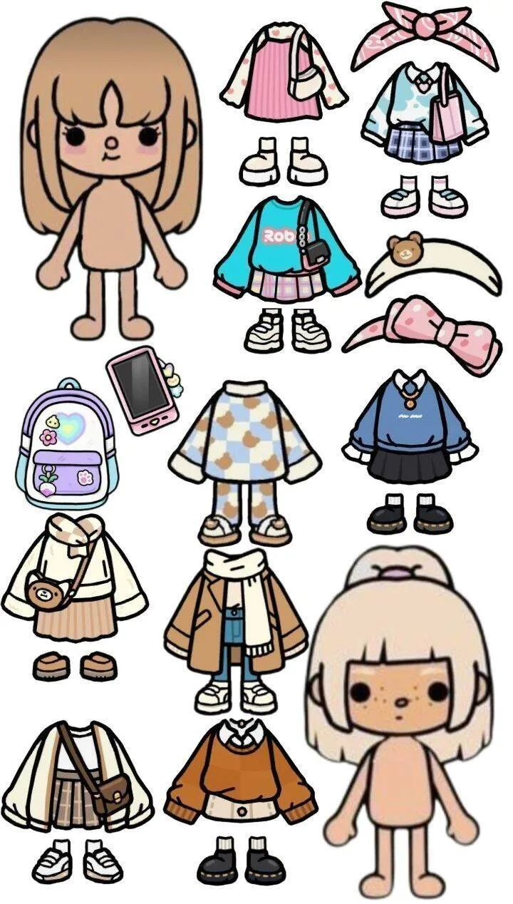 Bonecas Toca Life World para Imprimir com Roupas e Acessórios