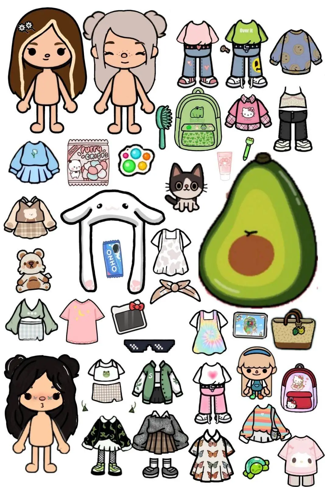 Bonecas Toca Life World para Imprimir com Roupas e Acessórios Divertidos