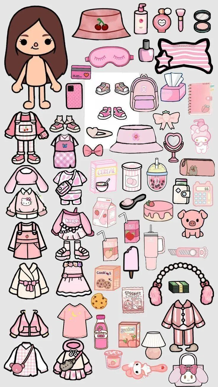 Bonecas Toca Life World para Imprimir com Roupas e Acessórios Rosa