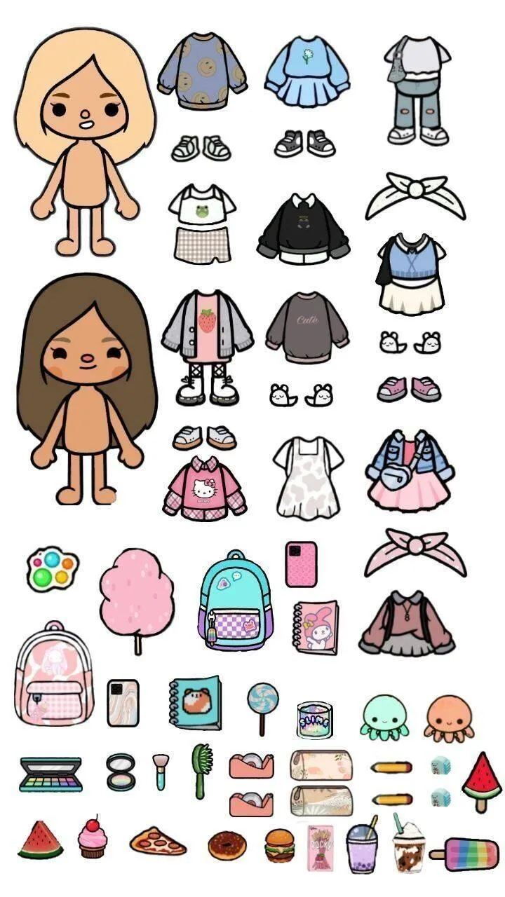 Bonecas Toca Life World para Imprimir e Colorir Corações
