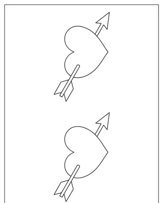 Molde de Coração com Flecha para Imprimir e Colorir
