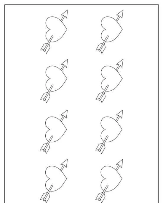 Molde de Coração com Flecha para Imprimir e Colorir