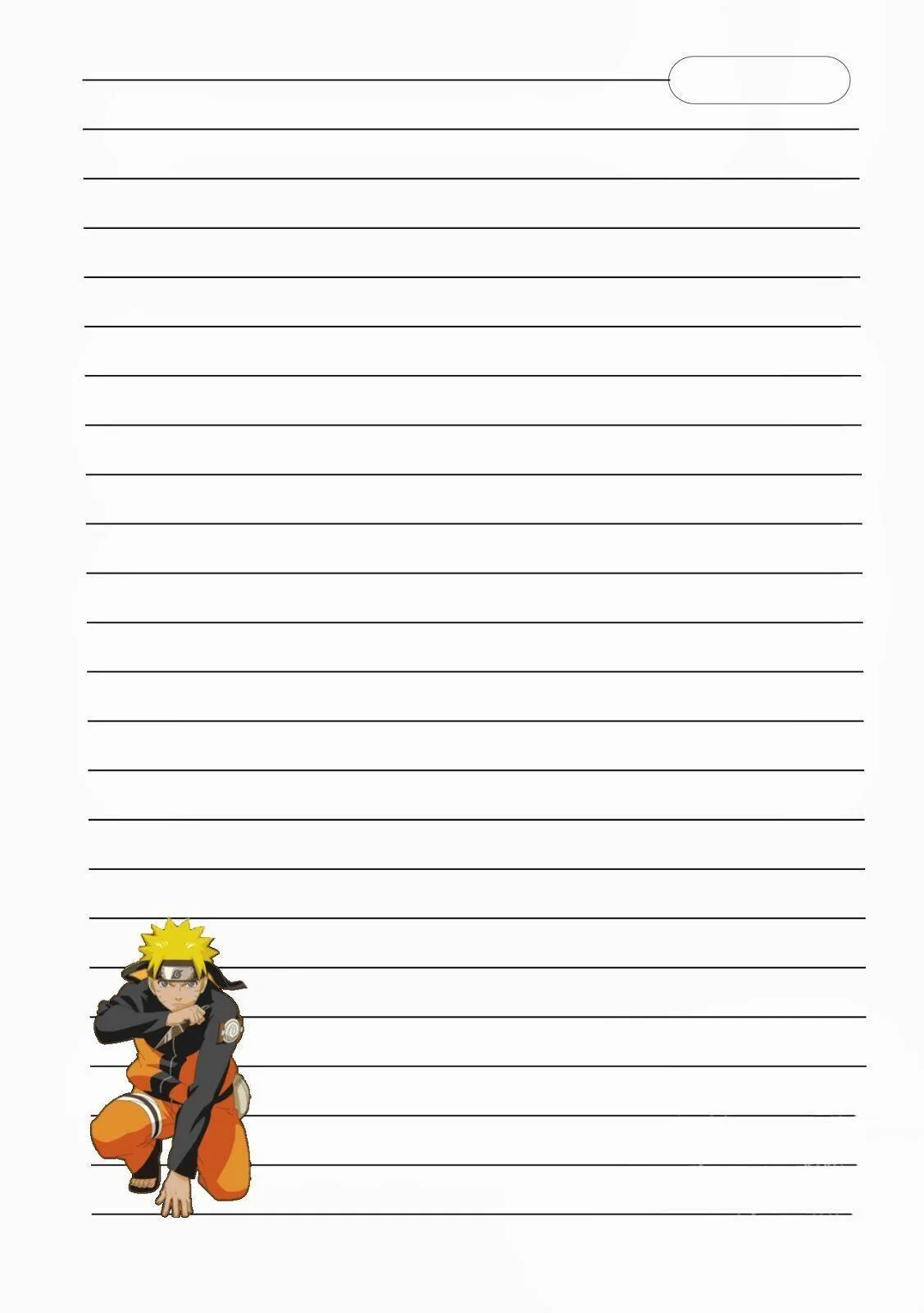 Folha com Linhas para Imprimir com Personagem de Anime