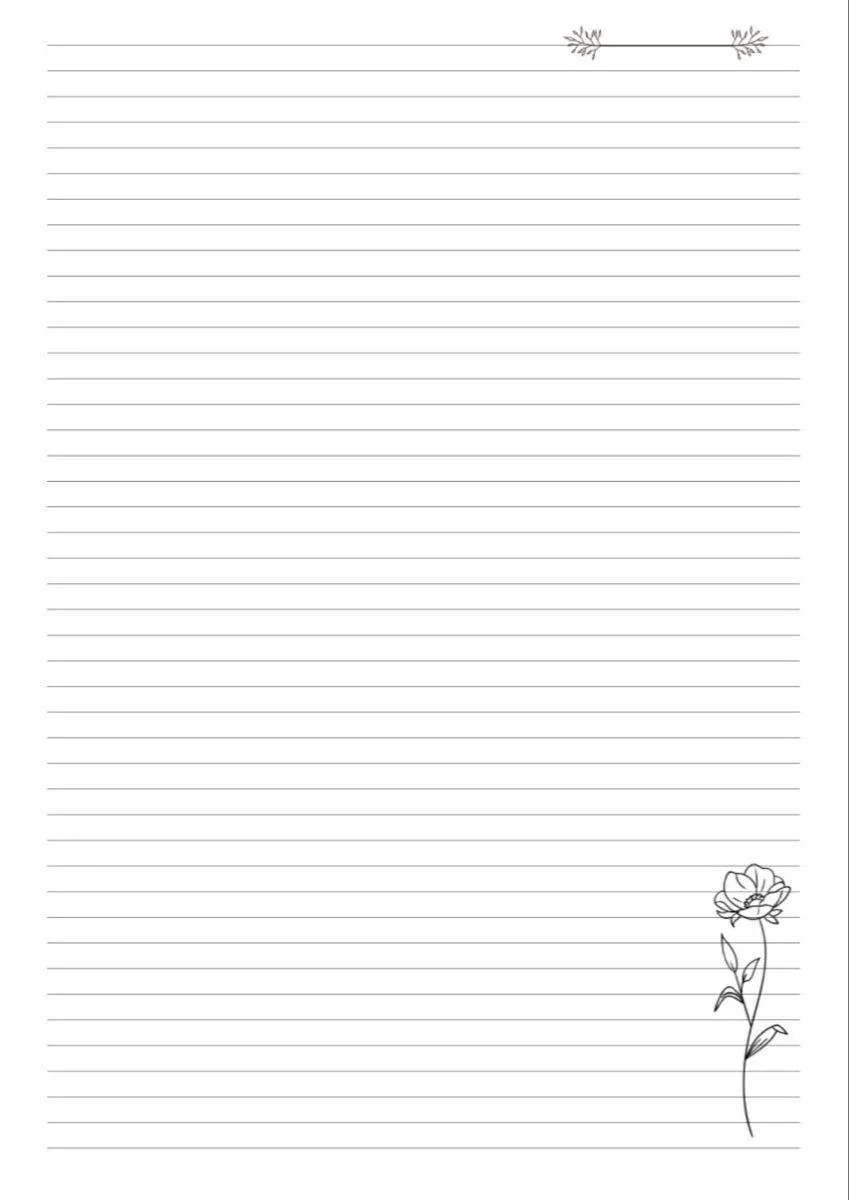 Folha com Linhas para Imprimir com Desenho de Flor