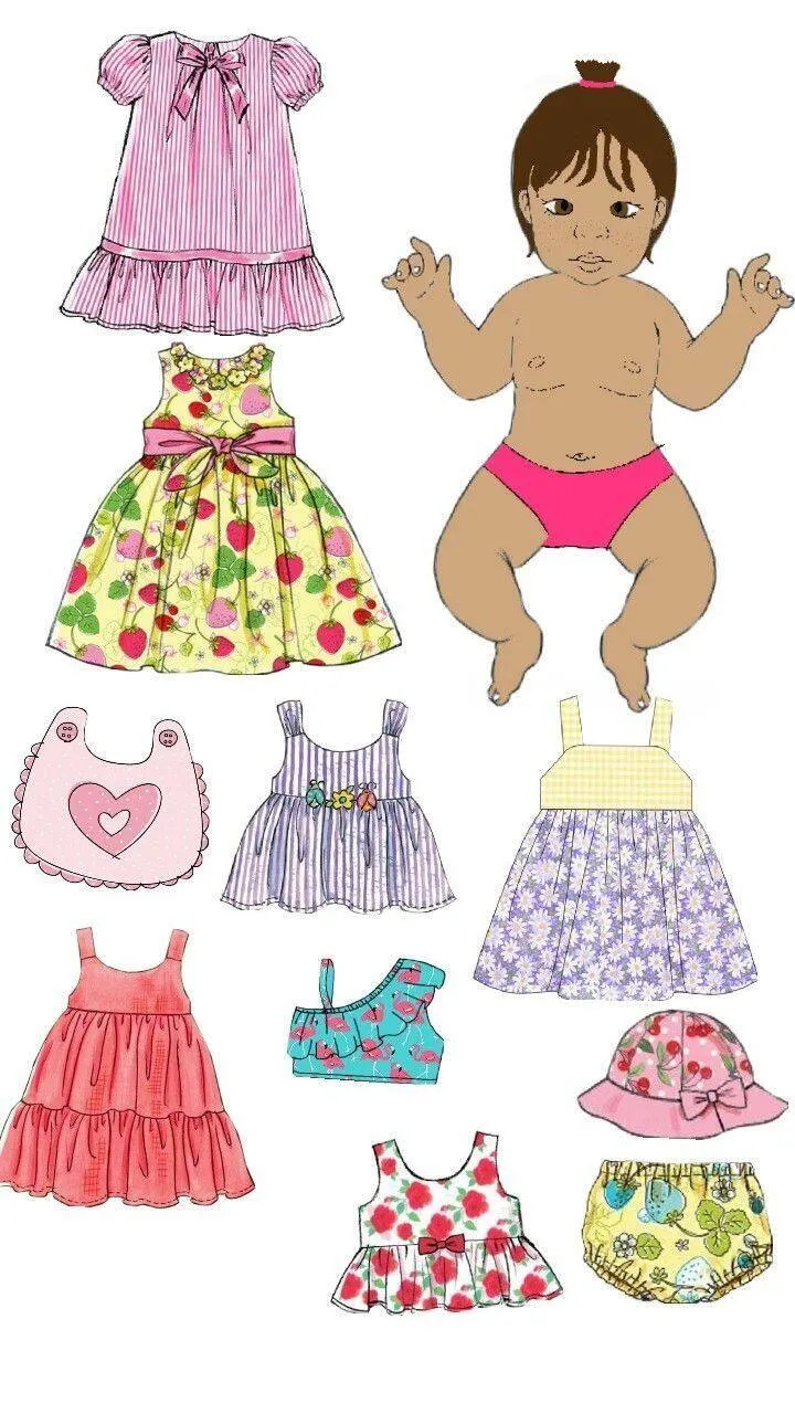 Bebê Reborn de Papel para Imprimir com Vestidos Coloridos e Acessórios