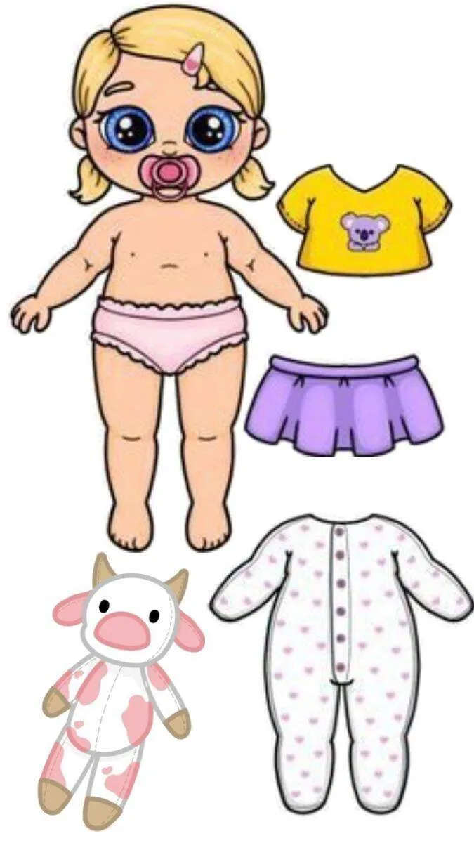Bebê Reborn de Papel para Imprimir com Roupas e Acessórios