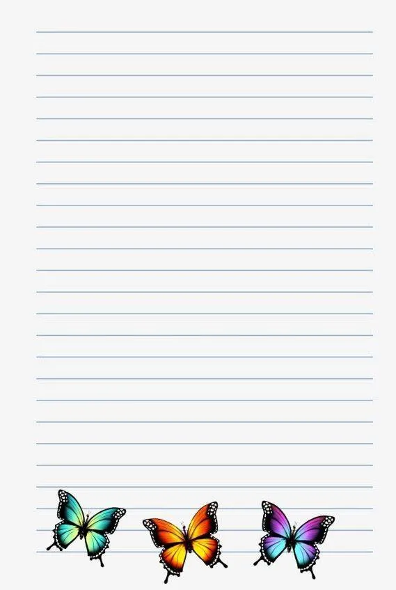 Sheet with Lines to Print Decorated with Butterflies