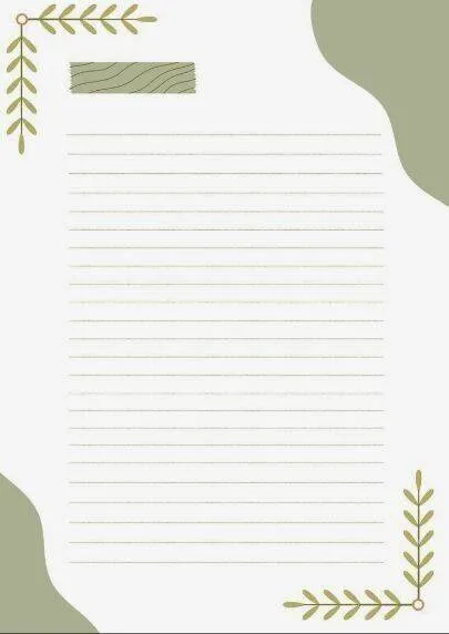 Folha com Linhas para Imprimir Decorada com Folhagens