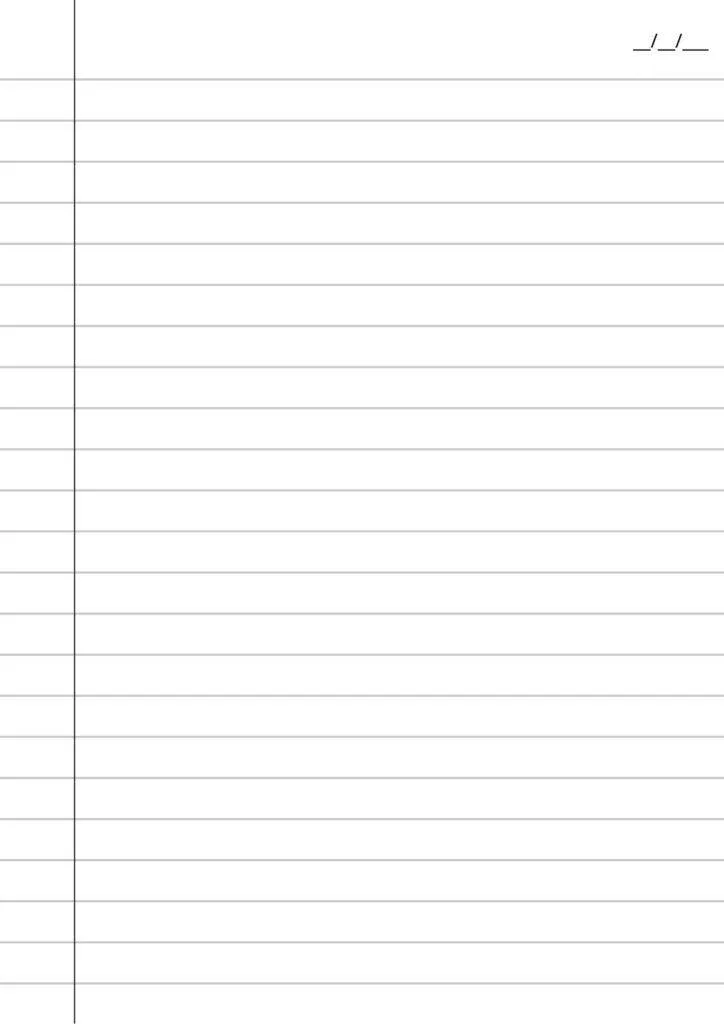 Lined Sheet for Printing with Margin and Regular Spacing