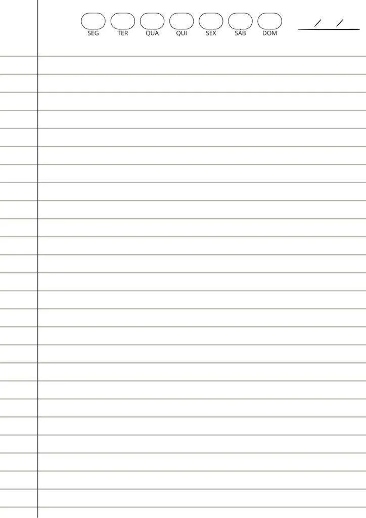 Lined Sheet to Print with Days of the Week