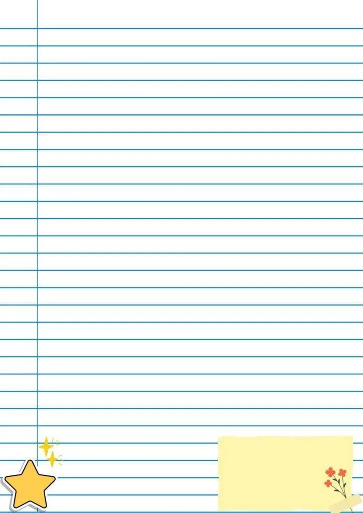 Lined Sheet to Print with Star Decoration