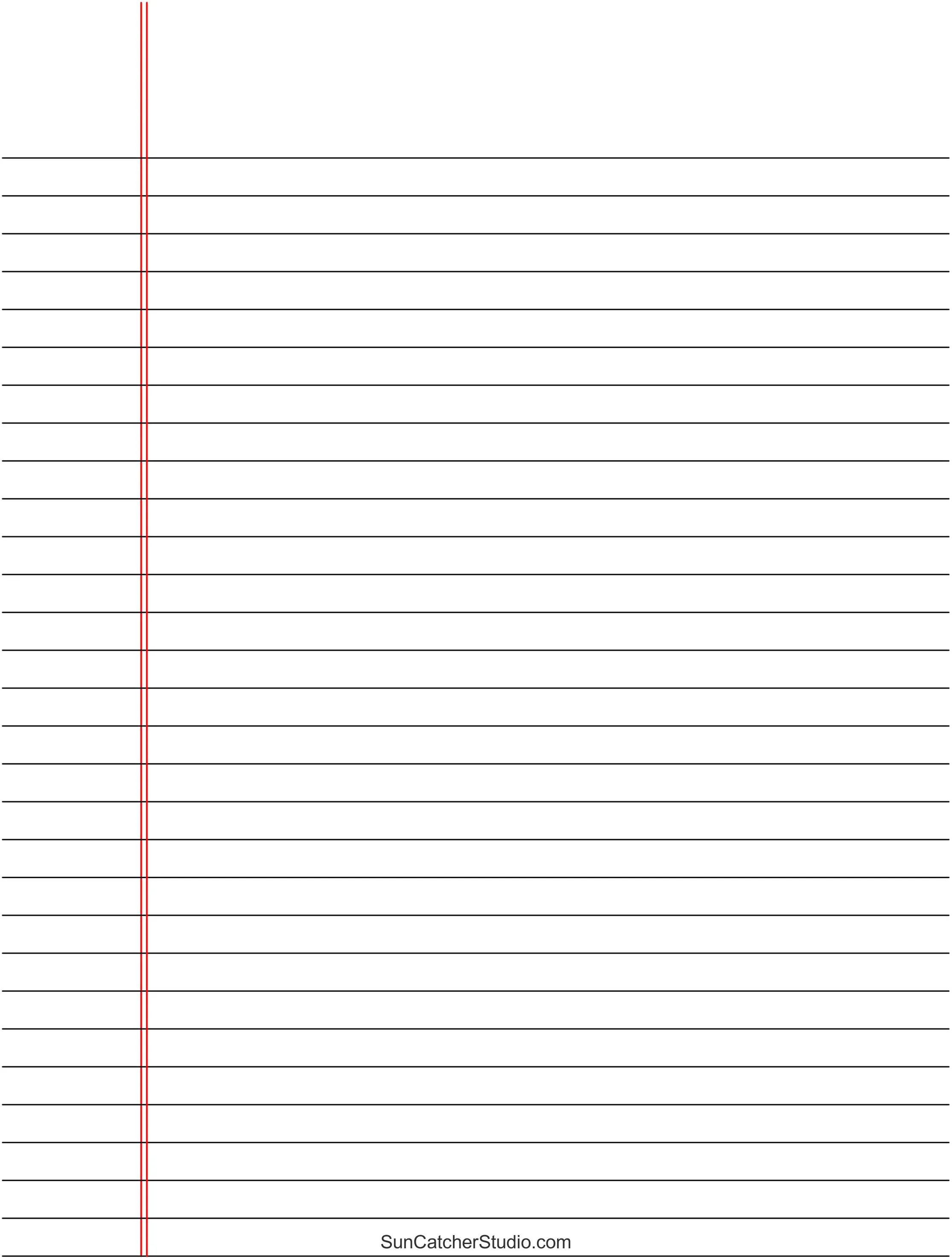 Lined Sheet for Printing with Red Border
