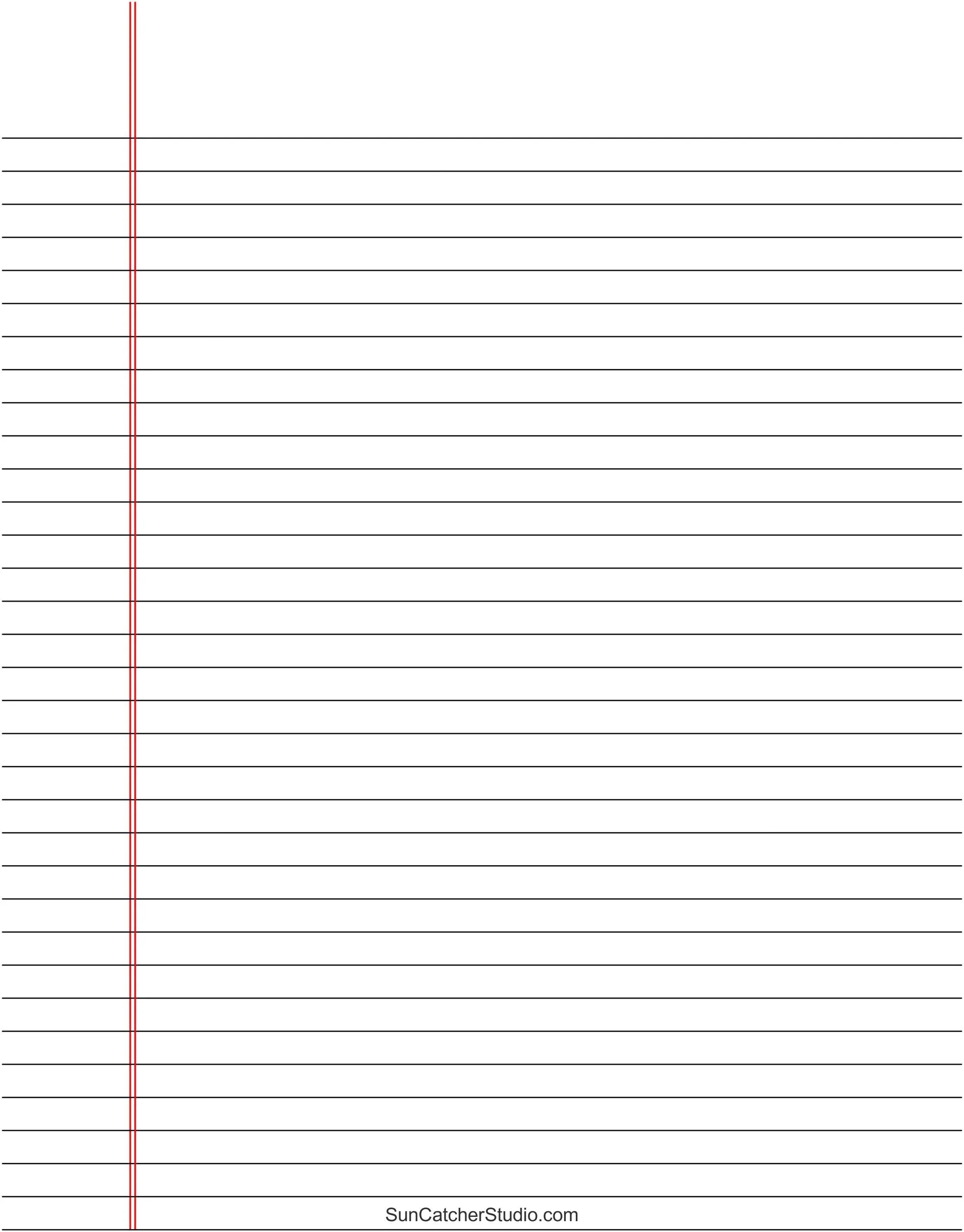 Lined Sheet for Printing with Red Border