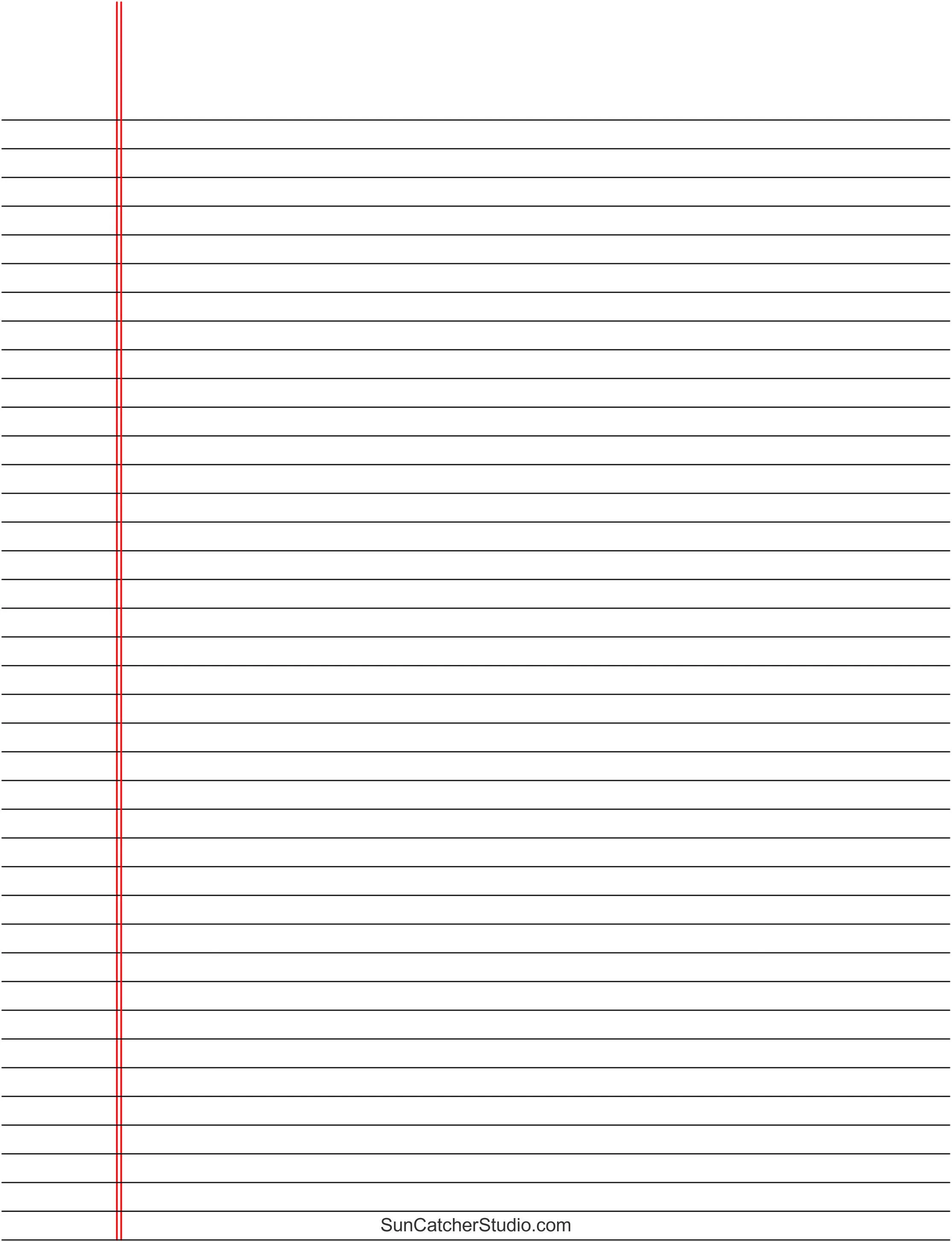 Lined Sheet for Printing with Red Border