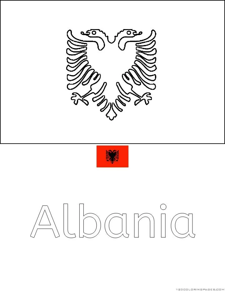 Desenho da Bandeira da Albânia para Colorir