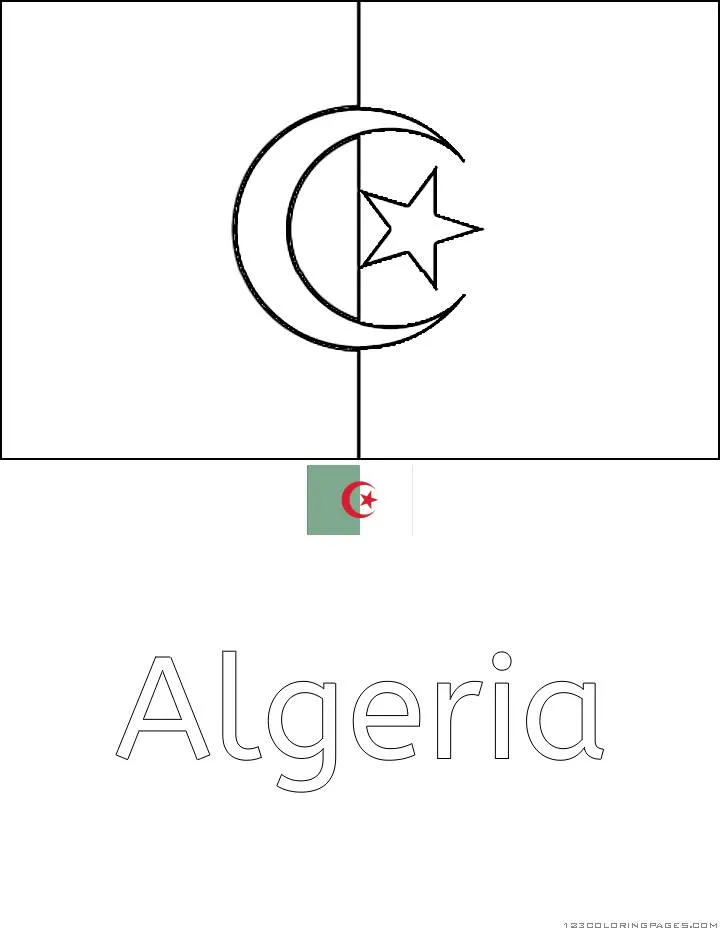 Desenho da Bandeira da Argélia para Colorir