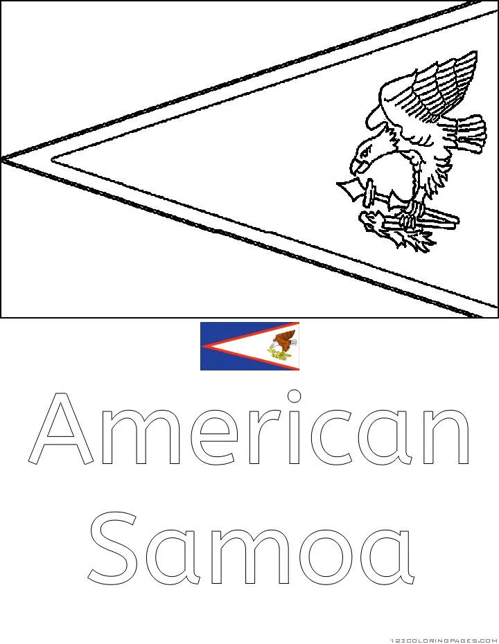 Ausmalbild mit der Flagge von Amerikanisch-Samoa