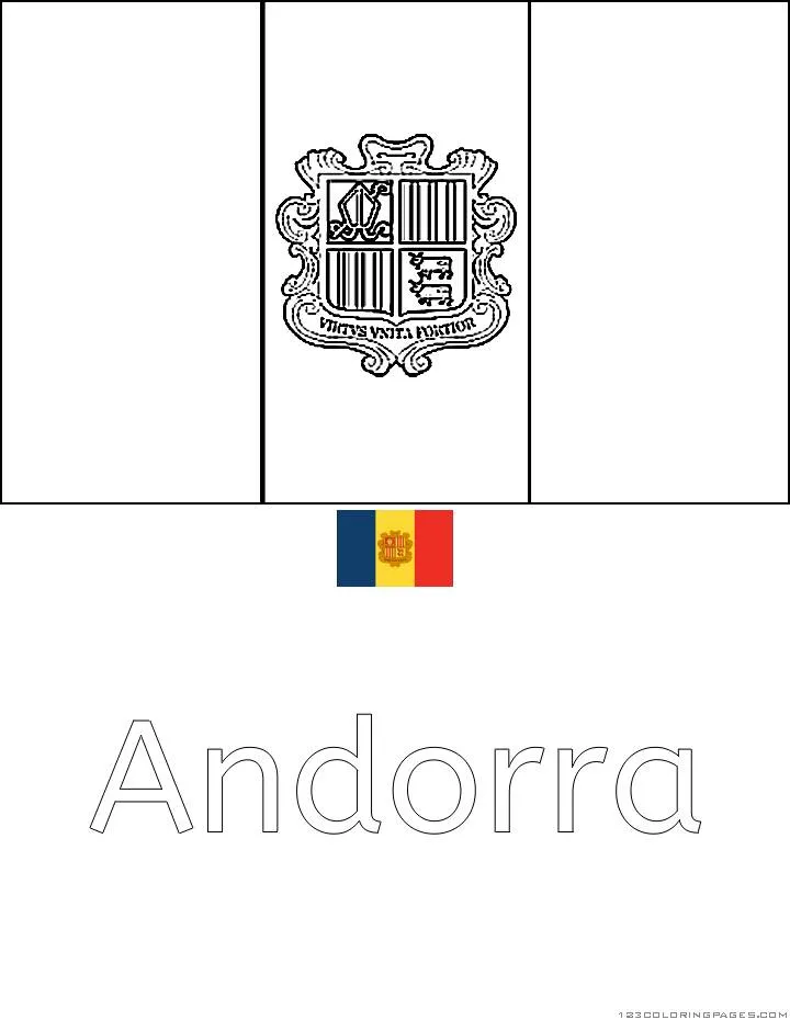 Andorra-Flagge Ausmalbild