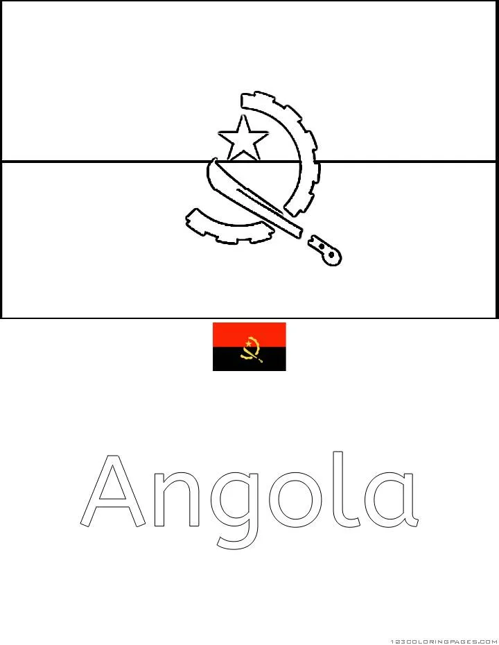 Ausmalbild Angola-Flagge