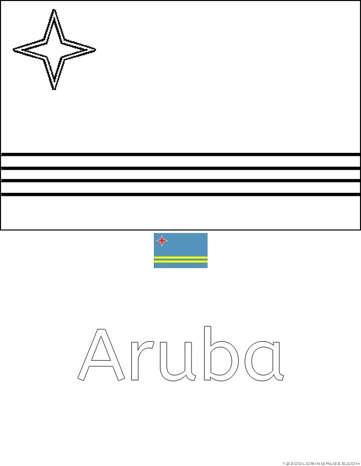 Desenho da Bandeira de Aruba para Colorir