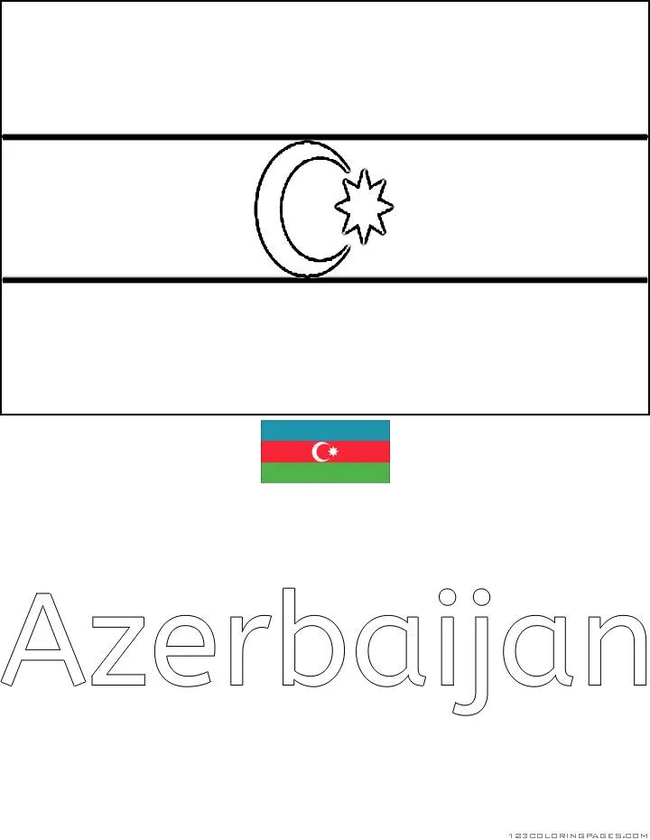 Desenho da Bandeira do Azerbaijão para Colorir