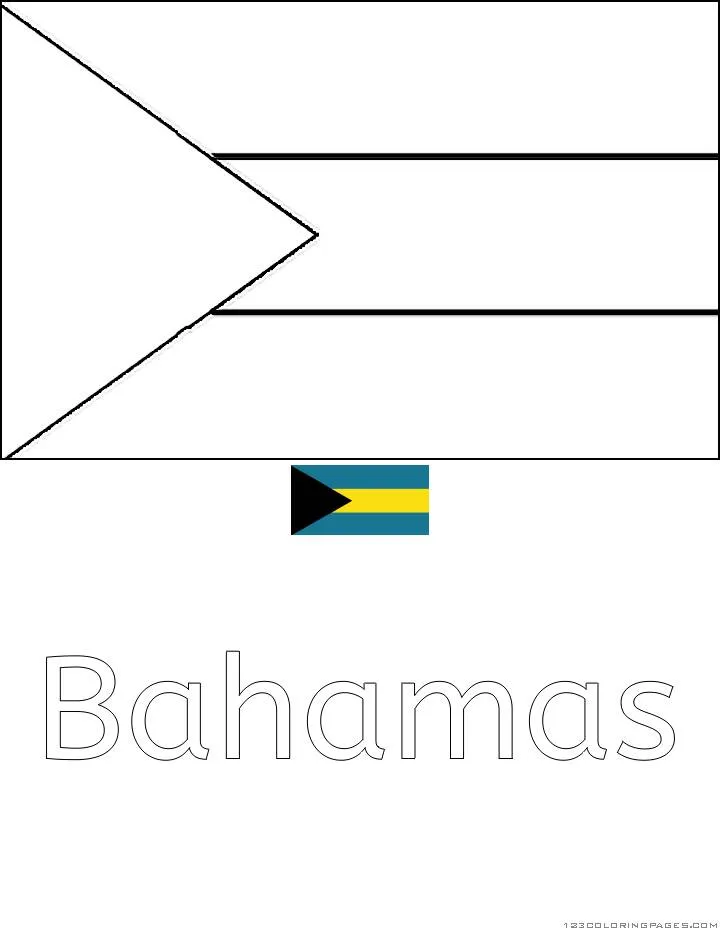 Desenho da Bandeira das Bahamas para Colorir