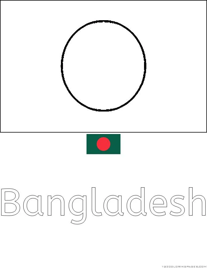 Desenho da Bandeira de Bangladesh para Colorir