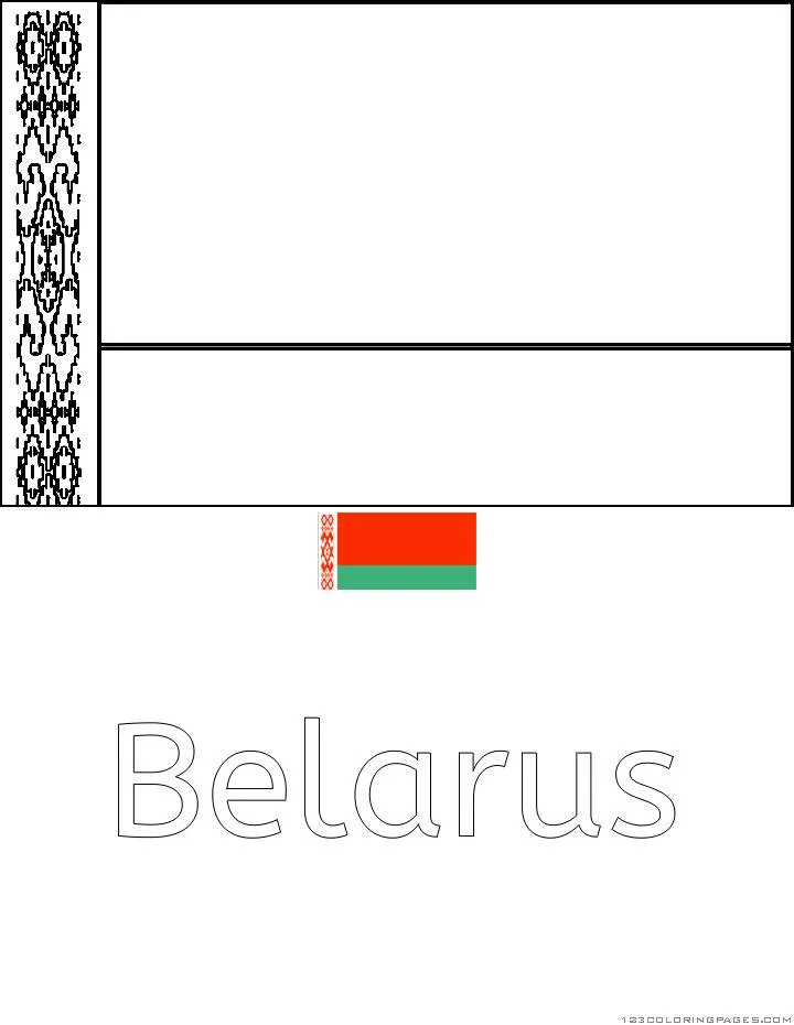 Ausmalbild mit belarussischer Flagge