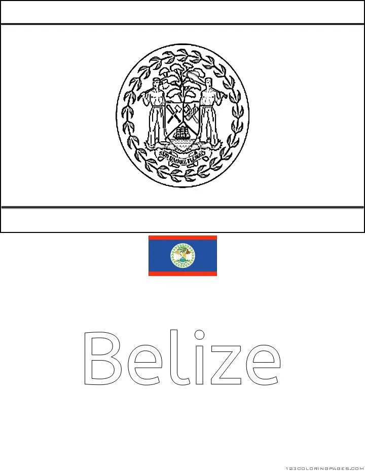 Desenho da Bandeira de Belize para Colorir