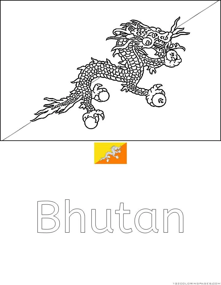 Desenho da Bandeira do Butão para Colorir