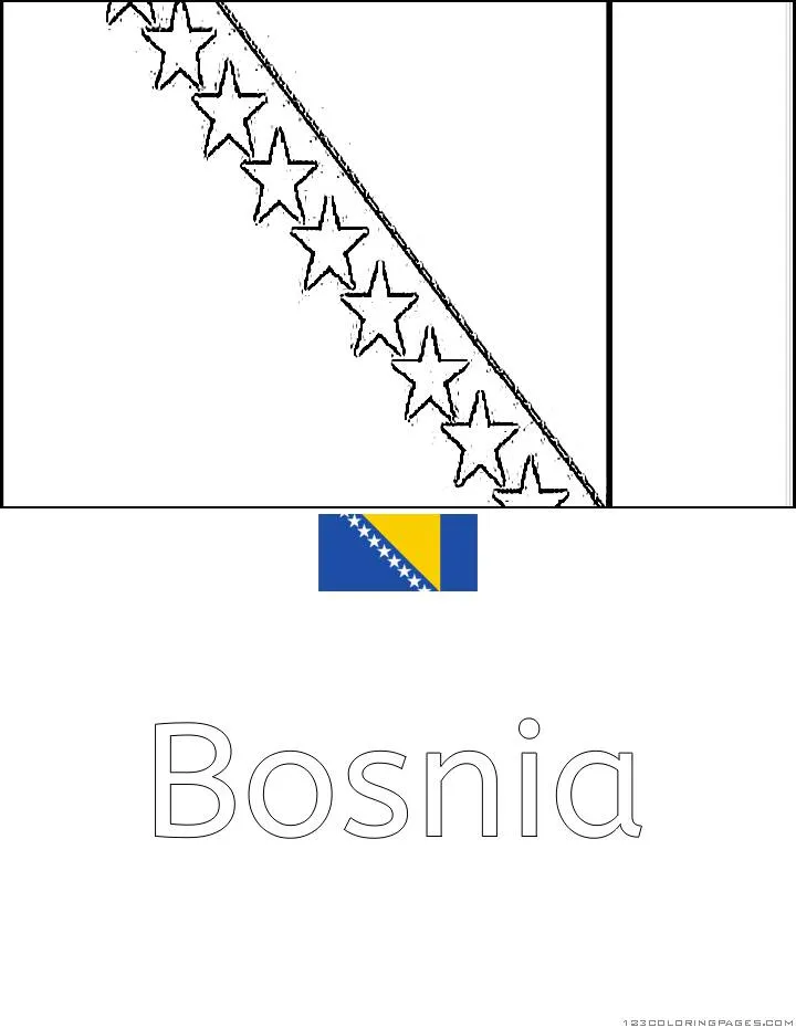Desenho da Bandeira da Bósnia para Colorir