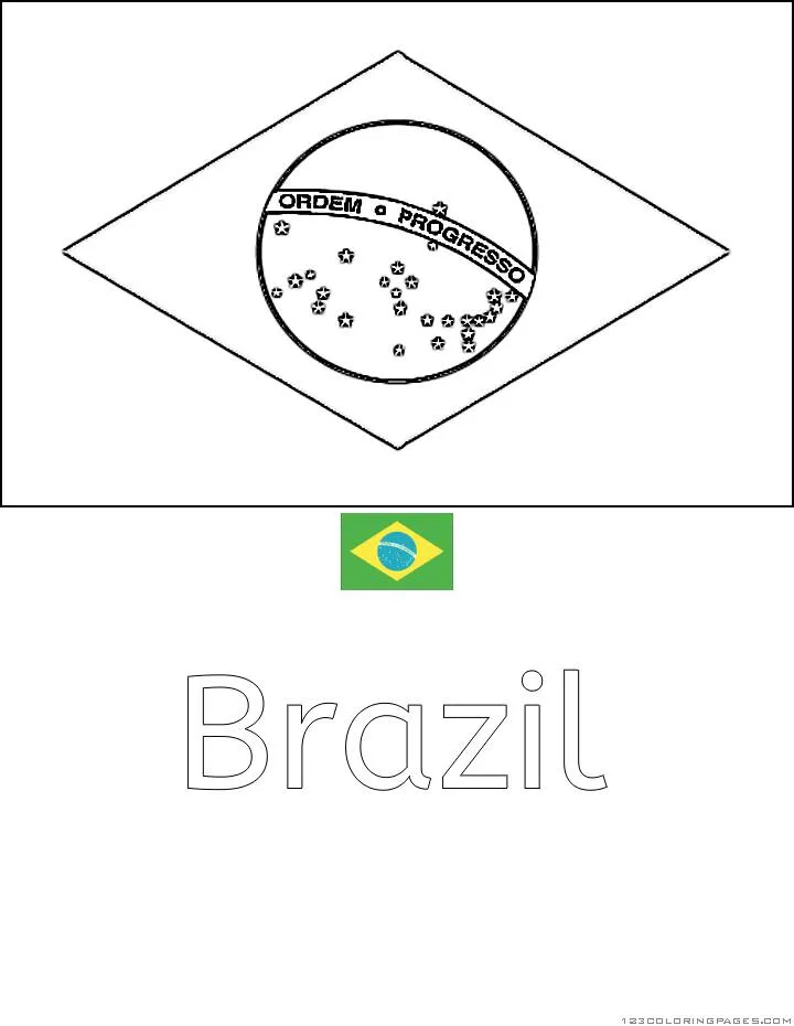 Desenho da Bandeira do Brasil para Colorir