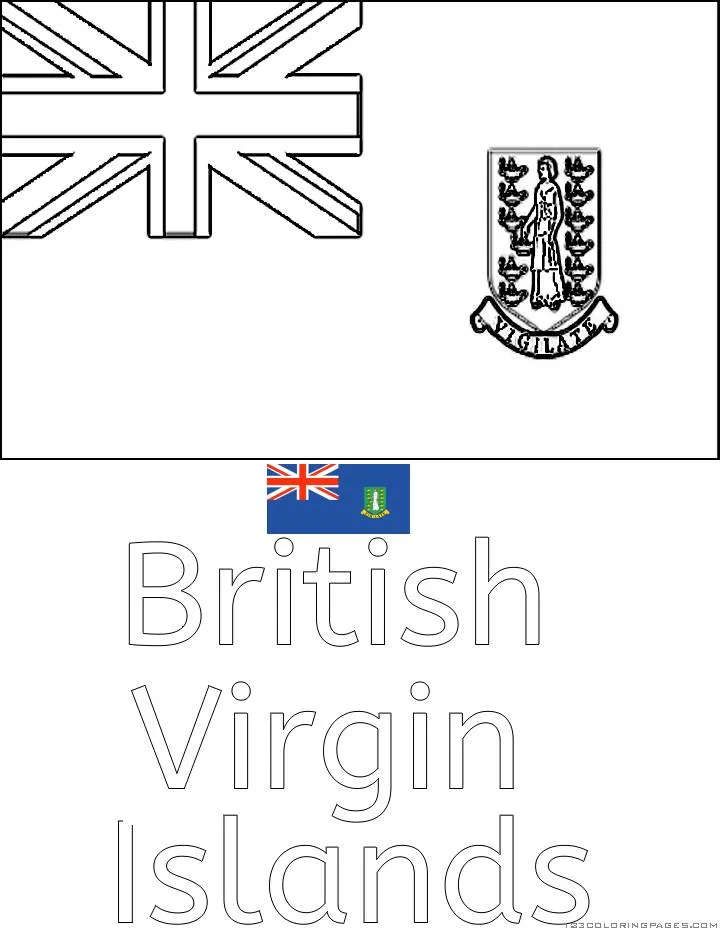 Desenho da Bandeira das Ilhas Virgens Britânicas para Colorir