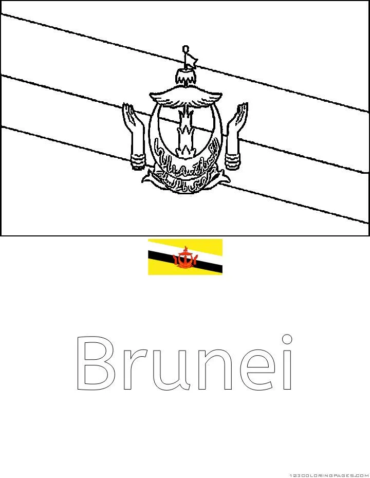 Desenho da Bandeira de Brunei para Colorir