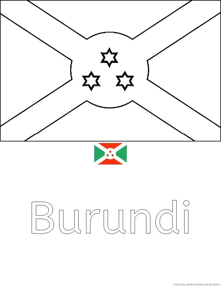 Desenho da Bandeira do Burundi para Colorir