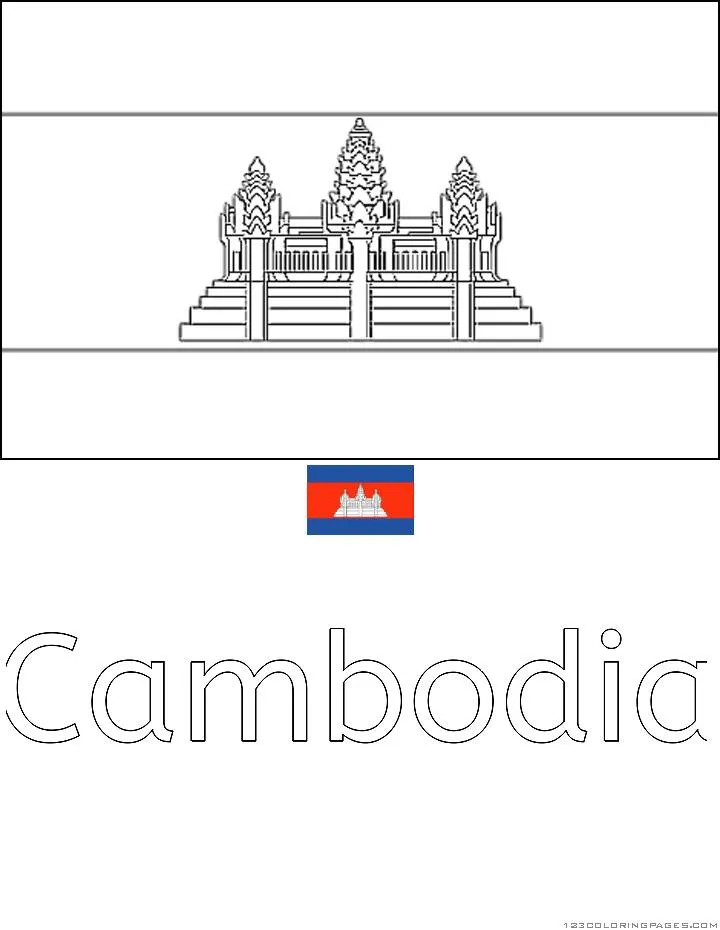 Desenho da Bandeira do Camboja para Colorir