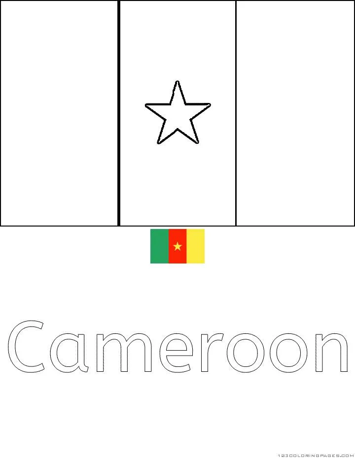Desenho da Bandeira de Camarões para Colorir