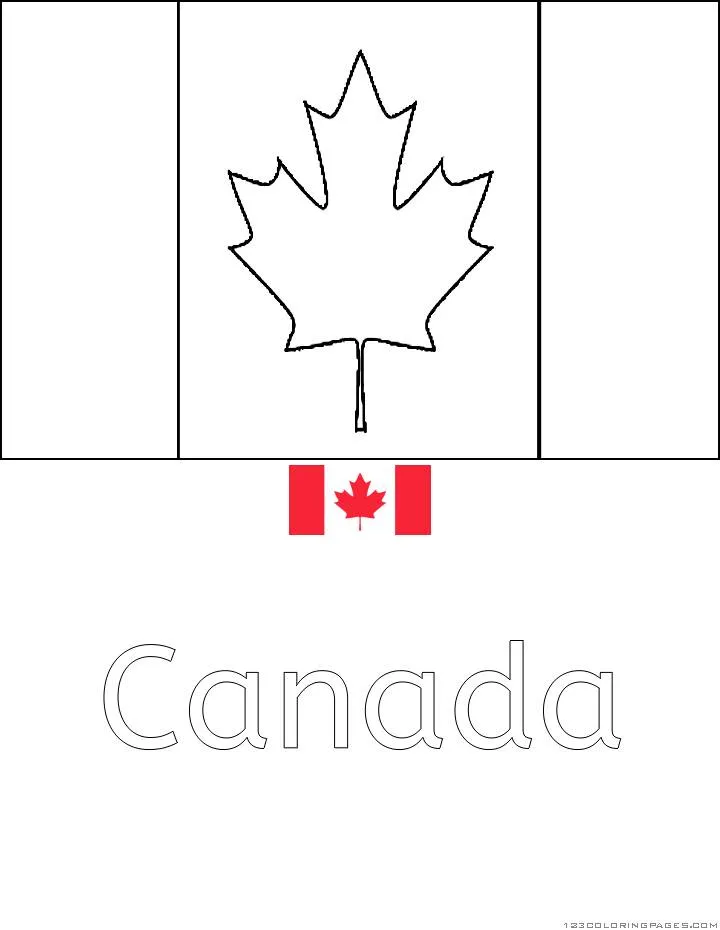 Desenho da Bandeira do Canadá para Colorir