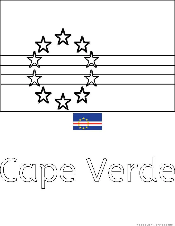 Desenho da Bandeira de Cabo Verde para Colorir