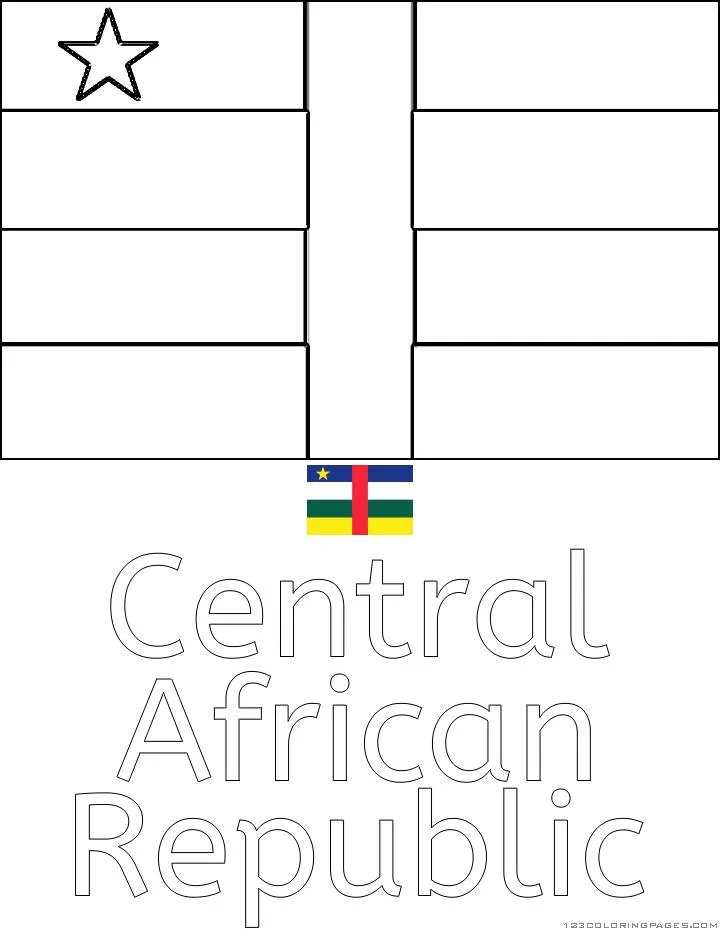 Desenho da Bandeira da República Centro Africana para Colorir